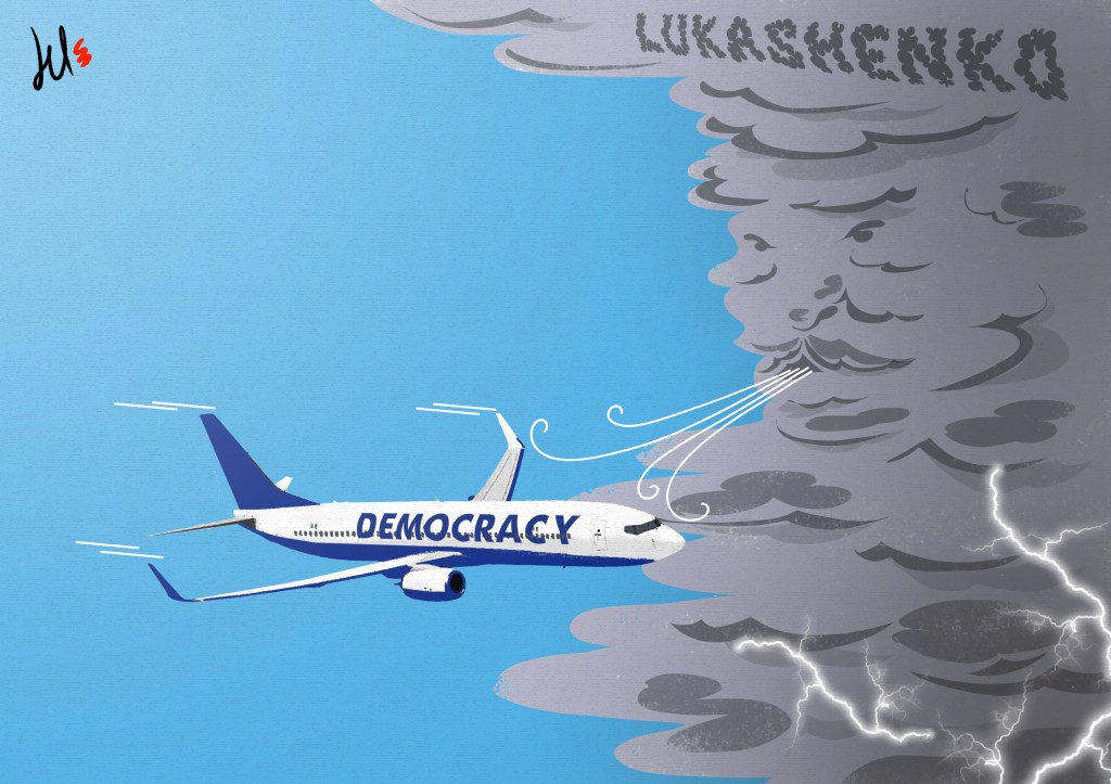 cartoon about lukashenko, belarus and ryanair