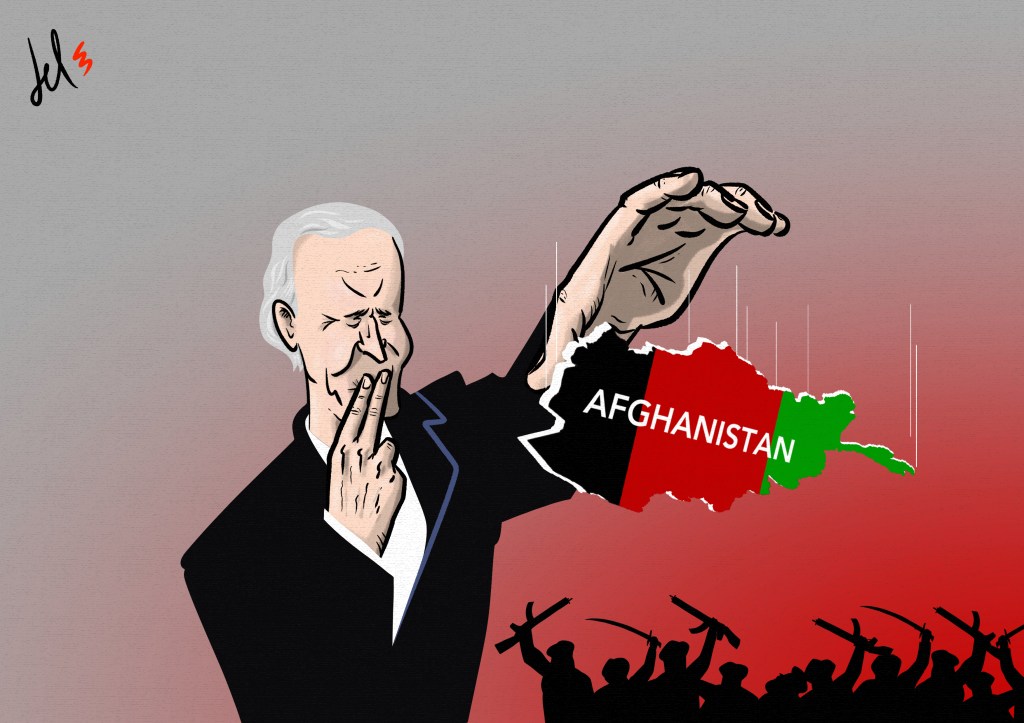 cartoon by emanuele del rosso about biden and afghanistan